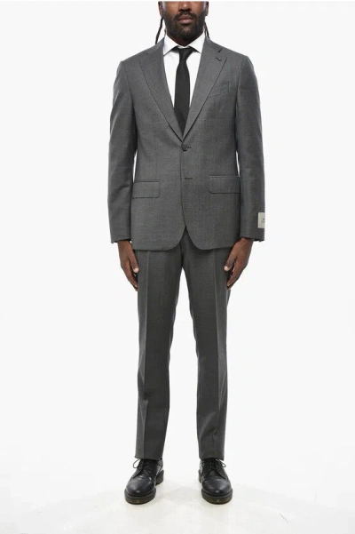 Corneliani Cc Collection Virgin Wool Slim Fit Suit With Flap Pockets In Gray