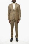 Corneliani Cc Collection Virgin Wool Slim Fit Suit With Notch Lapel In Brown