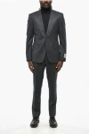 Corneliani Cc Collection Virgin Wool Suit With Flap Pockets In Gray