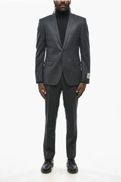 Corneliani Cc Collection Virgin Wool Suit With Flap Pockets In Gray