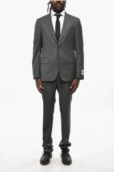 Corneliani Cc Collection Virgin Wool Suit With Notch Lapel In Gray