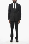 Corneliani Cc Collection Virgin Wool Suit With Notch Lapel In Black