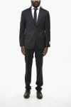 Corneliani Cc Collection Virgin Wool Suit With Peak Lapel In Black