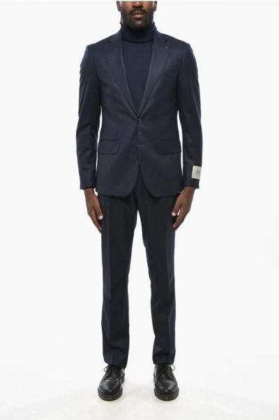 Corneliani Cc Collection Virgin Wool Suit With Side Splits In Blue
