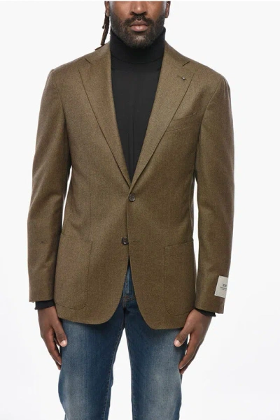 Corneliani Cc Collection Virgin Wool Unlined Blazer With Patch Pockets In Brown