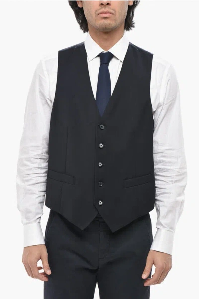 Corneliani Cc Collection Virgin Wool Waistcoat With Martingale In Black