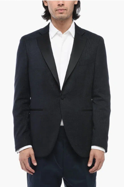 Corneliani Cc Collection Viscose-blended Blazer With Welt Pockets In Black