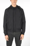 Corneliani Cc Collection Windbreaker Jacket With Removable Hood And Hid In Blue