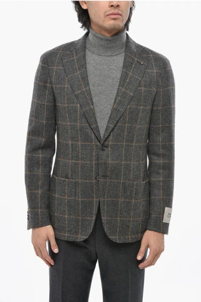 Corneliani Cc Collection Windowpane Check Levity Virgin Wool Blazer In Gray