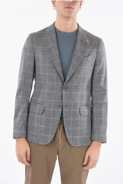 Corneliani Cc Collection Windowpane Check Retailored 2-button Blazer In Gray