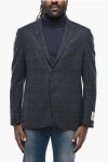 Corneliani Cc Collection Windowpane Check Wool Blend Blazer In Black