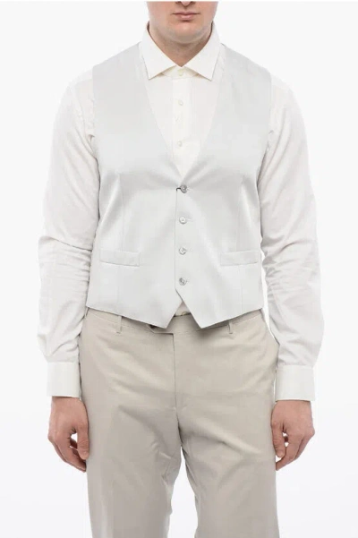 Corneliani Cc Collection Wool Blend Cerim.reward Waistcoat With Back Ad In White