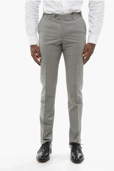 Corneliani Cc Collection Wool Blend Pants With Belt Loops