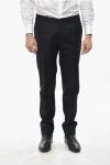 Corneliani Cc Collection Virgin Wool Trousers With Turn-up Hem In Black