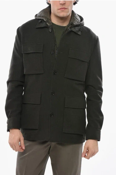 Corneliani Cc Collection Wool Blend Utility Jacket With Removable Quilt In Black