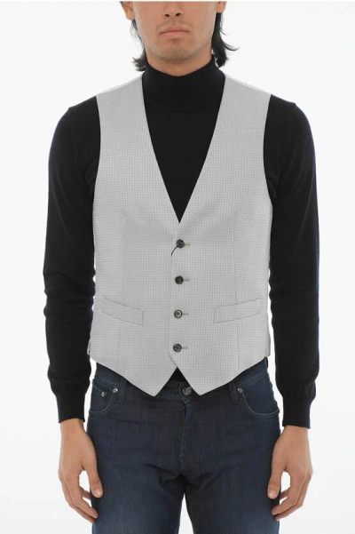 Corneliani Cc Collection Wool Blend Waistcoat With Contrasting Buttons In Gray