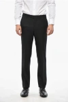 Corneliani Cc Collection Wool Pants With Belt Loops And Scalloped Hem In Black
