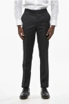 Corneliani Cc Collection Wool Pants With Belt Loops And Scalloped Hem In Black
