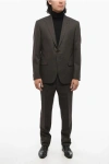 Corneliani Cc Collection Wool Single Breasted Blazer With Checkered Mot