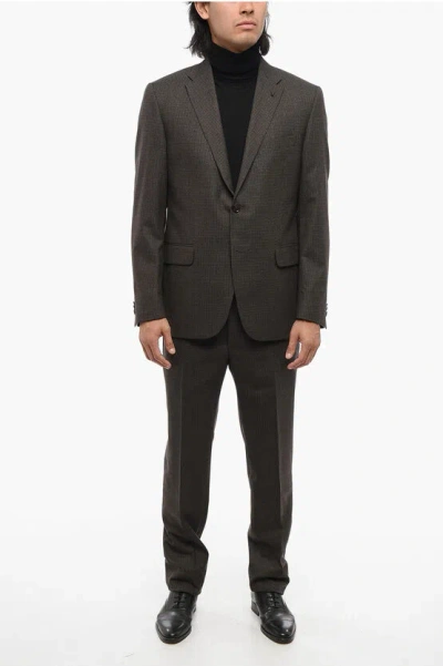Corneliani Cc Collection Wool Single Breasted Blazer With Checkered Mot