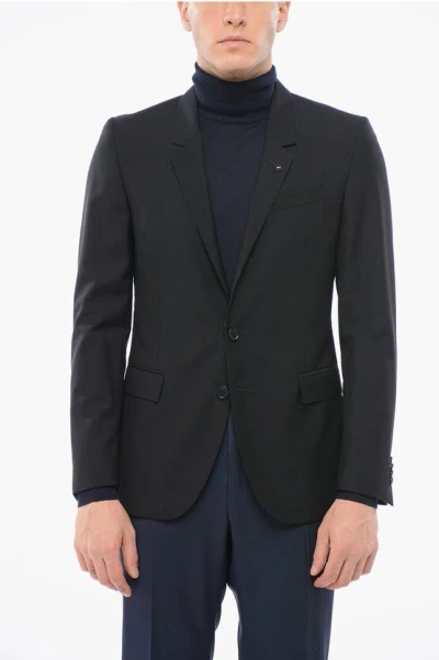 Corneliani Cc Collection Wool Single Breasted Blazer With Flap Pockets In Black