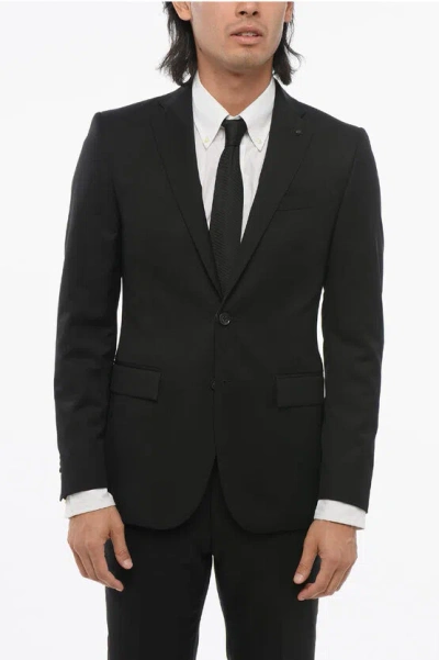 Corneliani Cc Collection Wool Single Breasted Blazer With Flap Pockets