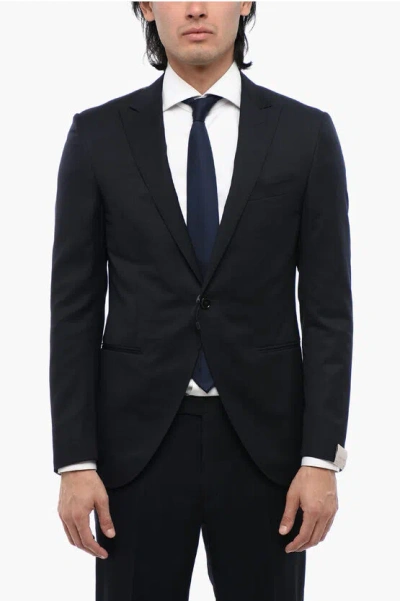 Corneliani Center Vent Peak Lapel 1-button Blazer In Black