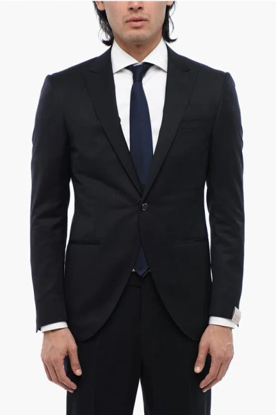 Corneliani Center Vent Peak Lapel 1-button Blazer In Blue