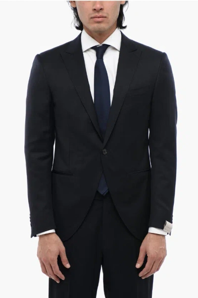 Corneliani Center Vent Peak Lapel 1-button Blazer In Black