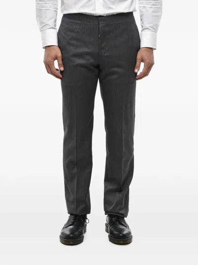 Corneliani Cerimonia Academy Pinstriped Virgin-wool Trousers In Gray