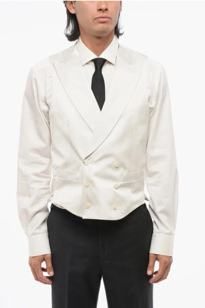 Corneliani Cerimonia Academy Silk Double Brested Vest With Peak Lapel