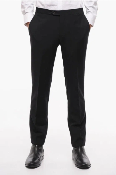 Corneliani Cerimonia Virgin Wool Academy Pants With Belt Loops In Black