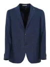 Corneliani Single-breasted Jacket In Linen And Lyocell In Blue