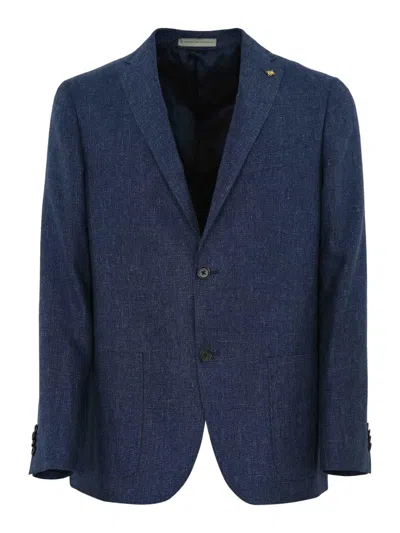 CORNELIANI SINGLE-BREASTED JACKET IN LINEN AND LYOCELL