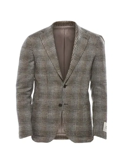 Corneliani Check Double-vent Jacket In Brown