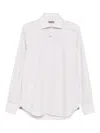 Corneliani Check-print Long-sleeved Shirt In White
