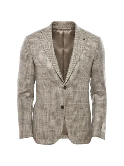 Corneliani Check Single-breasted Blazer In Gray