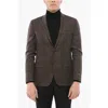 Corneliani Checkered Motif Wool Blend Single Breasted Blazer With Jette In Brown