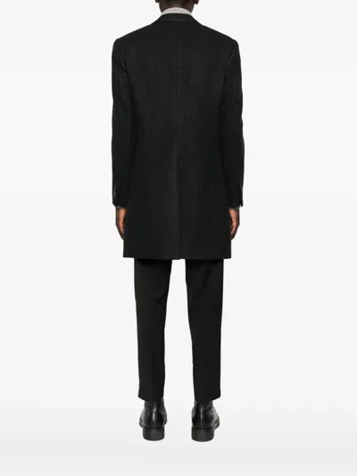 Corneliani Checked Button Coat In Gray