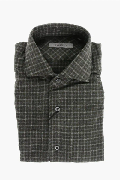 Corneliani Checked Cotton Flannel Shirt Grösse 38