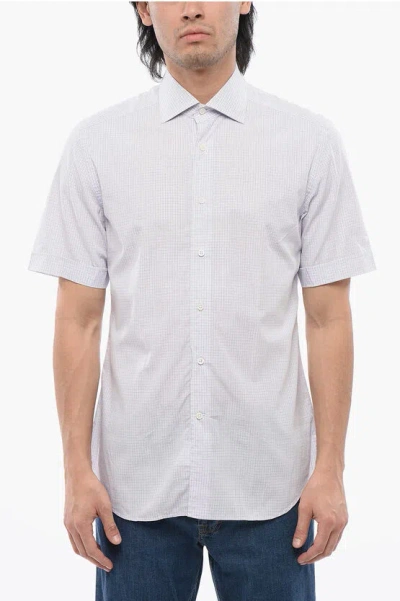 Corneliani Checked Cotton Shirt With Spread Collar In White