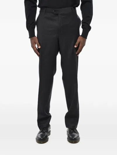 Corneliani Checked Flat-front Trousers In Black