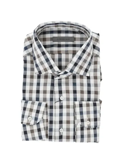 Corneliani Checked French-collar Shirt In Multi