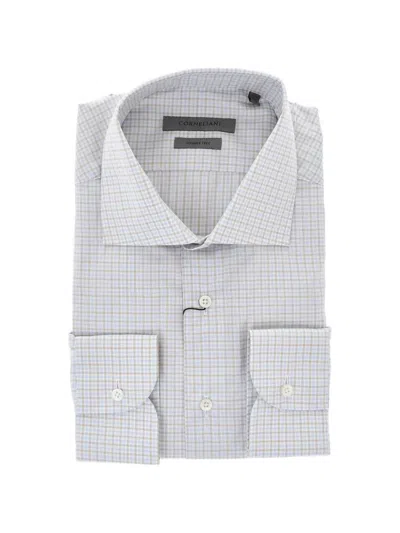 Corneliani Checked French-collar Shirt In White