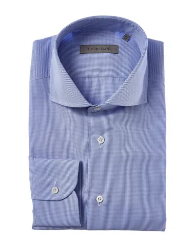 Corneliani Checked Poplin Dress Shirt In Blue