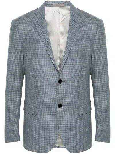Corneliani Checked Single-breasted Blazer In Blue