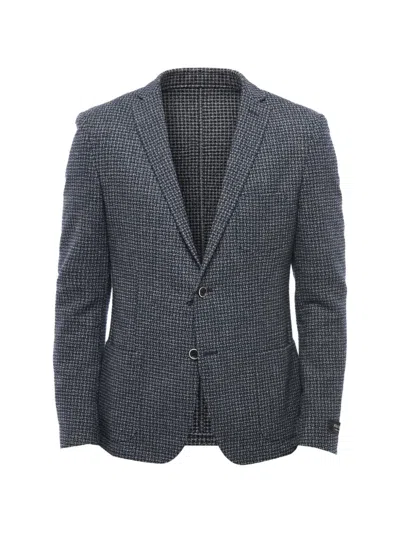 Corneliani Checked Single-breasted Blazer In Blue