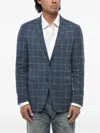 Corneliani Checked Single-breasted Blazer In Blue