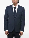 Corneliani Checked Single-breasted Blazer In Blue