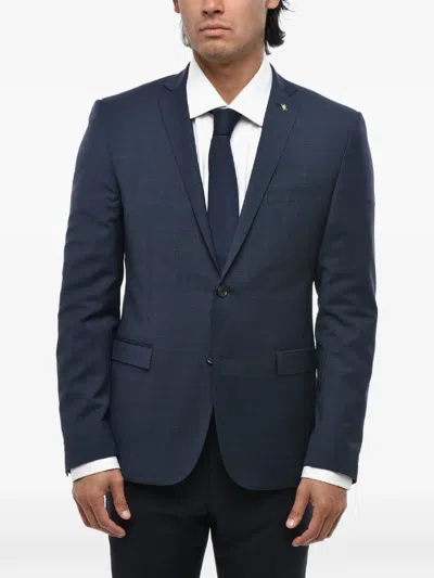 Corneliani Checked Single-breasted Blazer In Blue